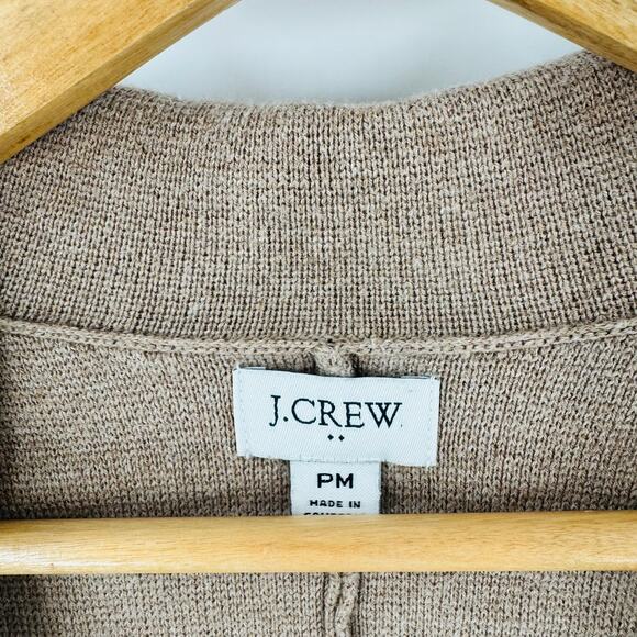 J. Crew Factory Cotton Sweater Blazer Camel Knit 2 Button Jacket Size PM - Picture 4 of 8